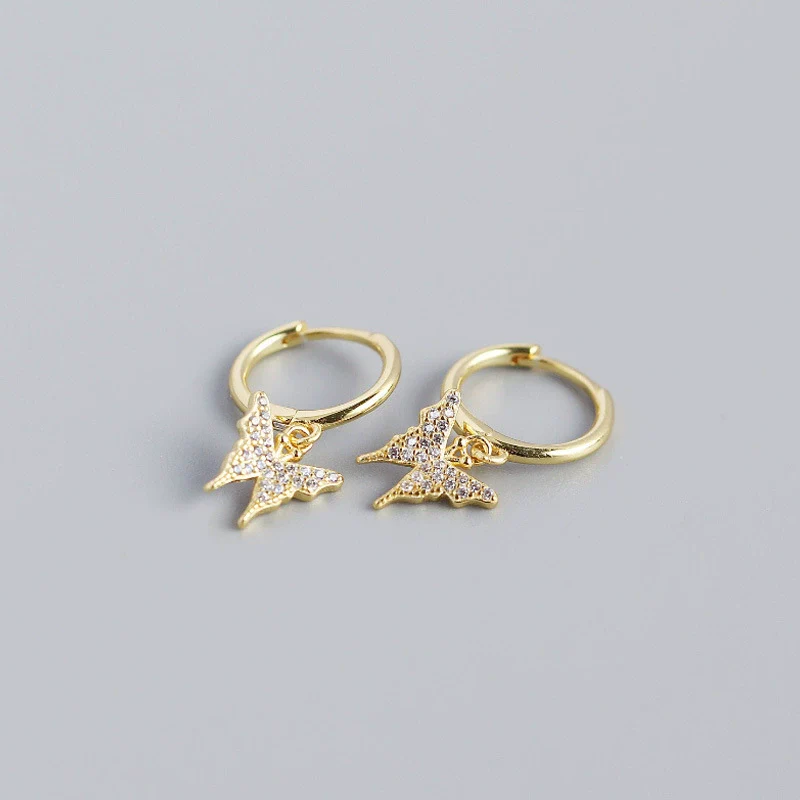 Wholesale S925 Sterling Silver Insect Butterfly Earbuckle Earrings With Electroplating Sweet Style For Female - Image 7