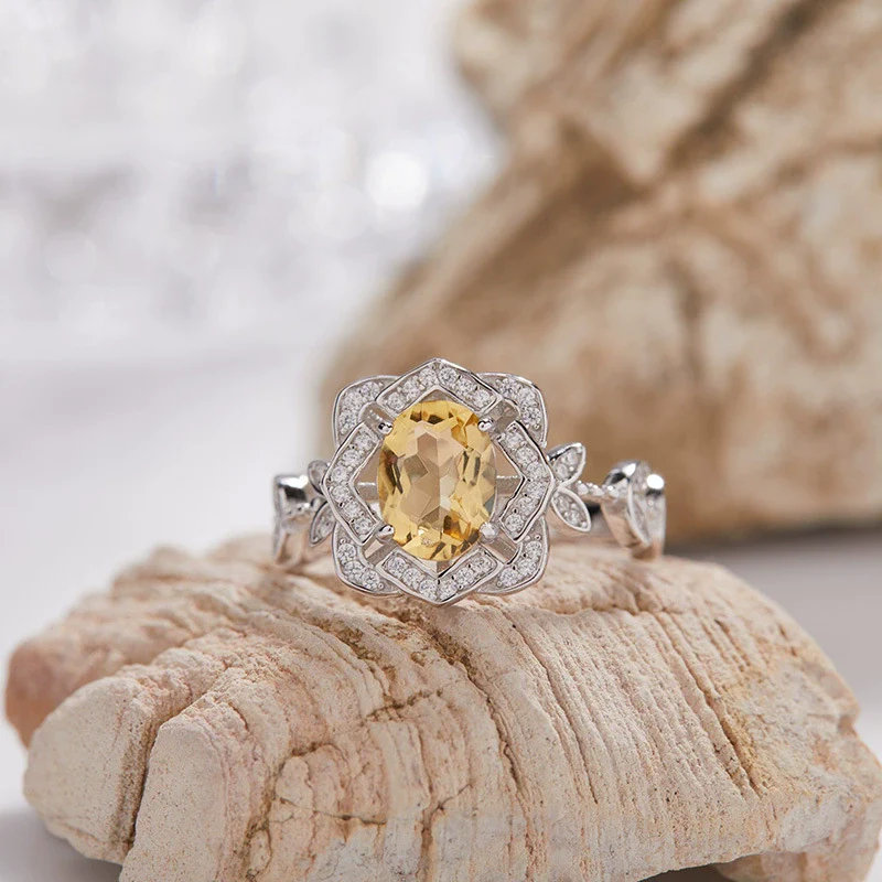 Wholesale S925 Sterling Silver Lace Flower Crystal Ring Set With Gems In Light Luxury Style - Image 4