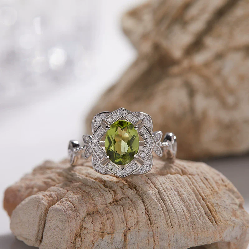 Wholesale S925 Sterling Silver Lace Flower Crystal Ring Set With Gems In Light Luxury Style - Image 9