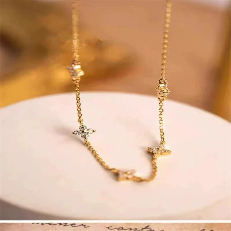 Wholesale S925 Sterling Silver Light Luxury Fourleaf Clover Ochain Necklace With Diamond Design - Image 2