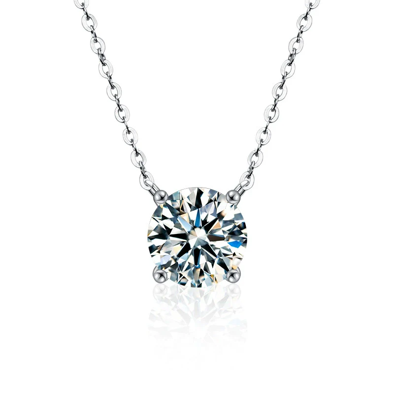 Wholesale S925 Sterling Silver Moissanite Women's Simple Light Luxury Classic Fourclaw Pendant Cross Chain Jewelry Geometric Pattern Set With Diamonds - Image 4