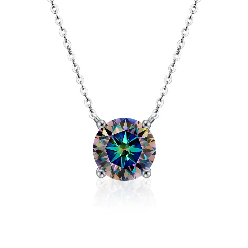 Wholesale S925 Sterling Silver Moissanite Women's Simple Light Luxury Classic Fourclaw Pendant Cross Chain Jewelry Geometric Pattern Set With Diamonds - Image 6