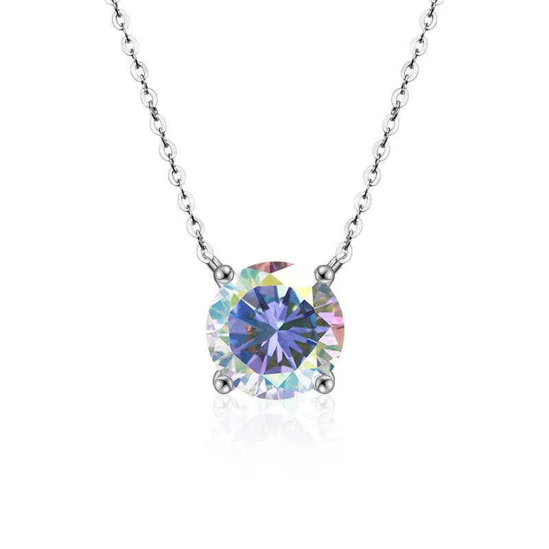Wholesale S925 Sterling Silver Moissanite Women's Simple Light Luxury Classic Fourclaw Pendant Cross Chain Jewelry Geometric Pattern Set With Diamonds - Image 8