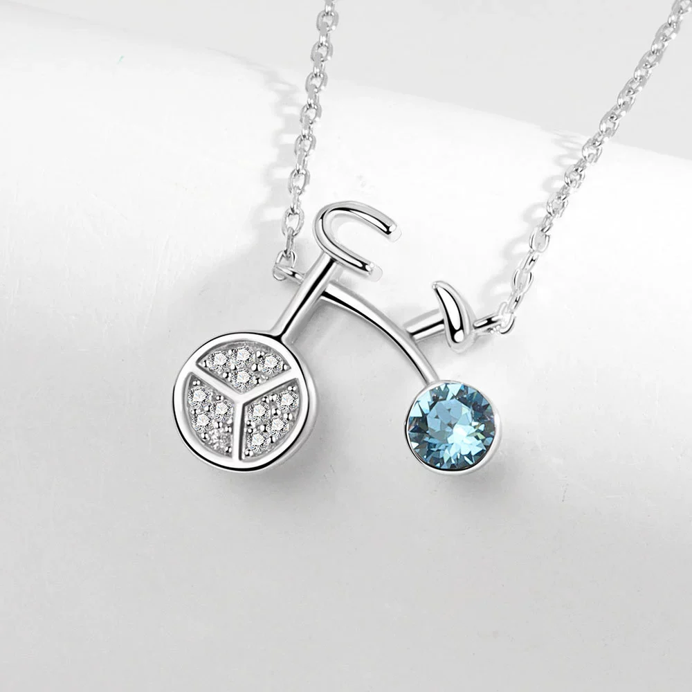 Wholesale S925 Sterling Silver Necklace With Geometric Bicycle Pendant And Austrian Crystal For Women - Image 3