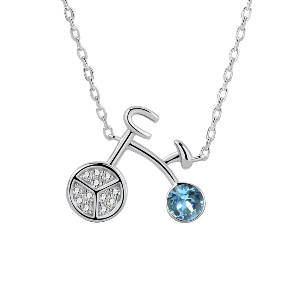 Wholesale S925 Sterling Silver Necklace With Geometric Bicycle Pendant And Austrian Crystal For Women - Image 5