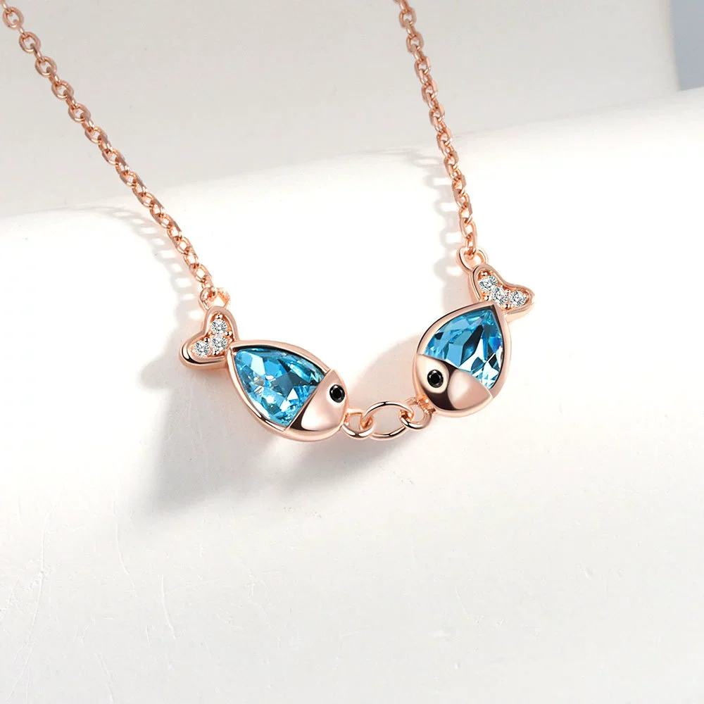 Wholesale S925 Sterling Silver Necklace With Geometric Design And Fish Kiss Pendant For Women - Image 7
