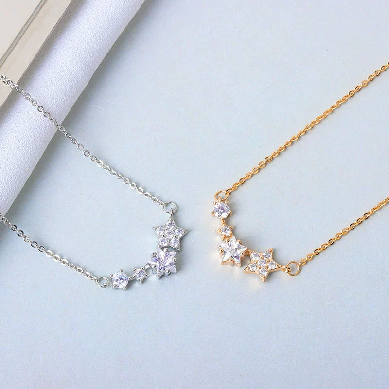 Wholesale S925 Sterling Silver Necklace With Star Beads Electroplated For Women - Image 2