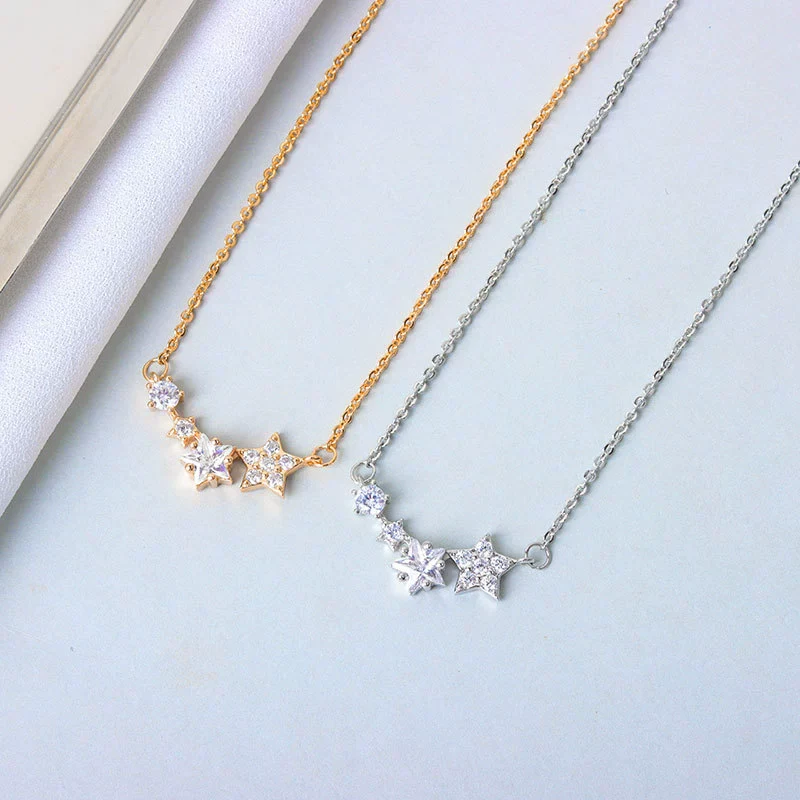 Wholesale S925 Sterling Silver Necklace With Star Beads Electroplated For Women - Image 3