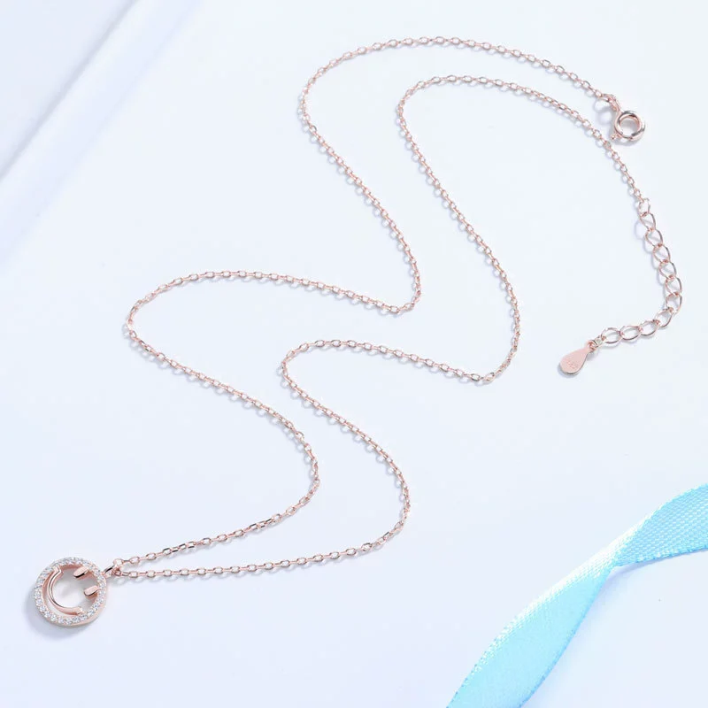 Wholesale S925 Sterling Silver Necklace With Threedimensional Smiley Face Inlaid Stone Electroplated Cross Chain For Female - Image 3
