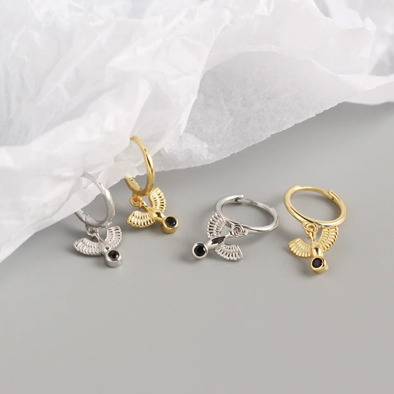 Wholesale S925 Sterling Silver Peace Pigeon Animal Niche Style Electroplated Earrings For Women - Image 3
