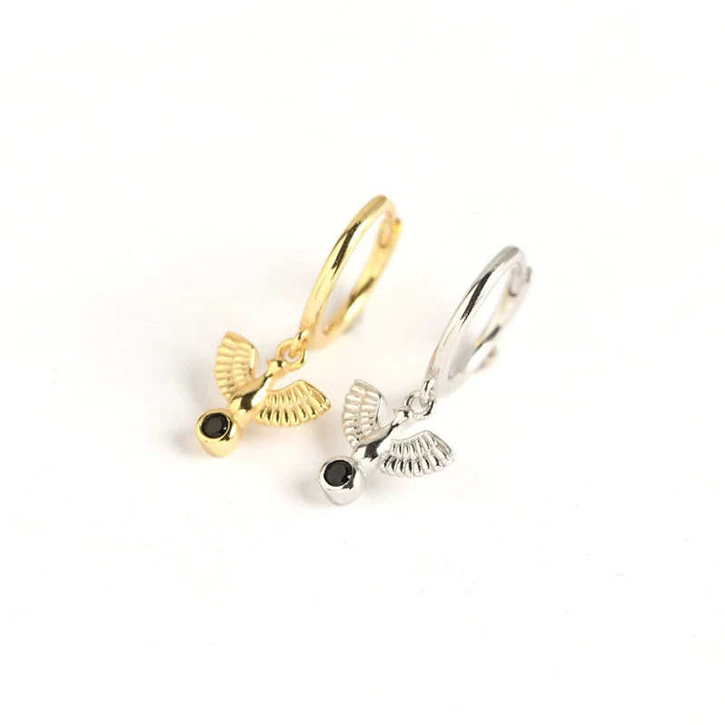 Wholesale S925 Sterling Silver Peace Pigeon Animal Niche Style Electroplated Earrings For Women - Image 5