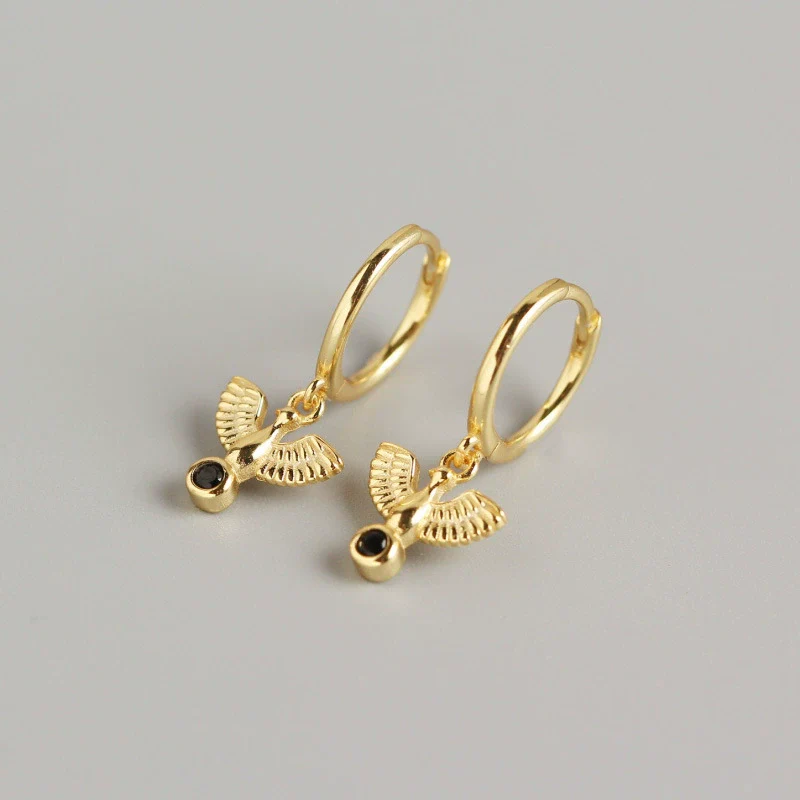 Wholesale S925 Sterling Silver Peace Pigeon Animal Niche Style Electroplated Earrings For Women - Image 7
