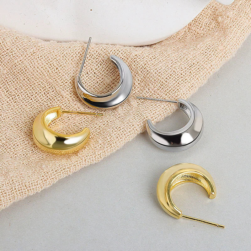 Wholesale S925 Sterling Silver Simple Irregular Concave And Convex Goldplated Female Stud Earrings - Image 2