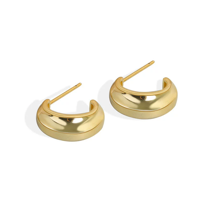 Wholesale S925 Sterling Silver Simple Irregular Concave And Convex Goldplated Female Stud Earrings - Image 5