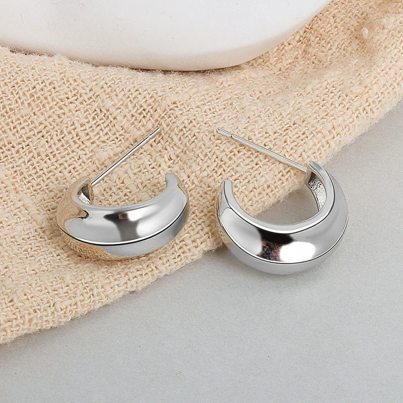 Wholesale S925 Sterling Silver Simple Irregular Concave And Convex Goldplated Female Stud Earrings - Image 7