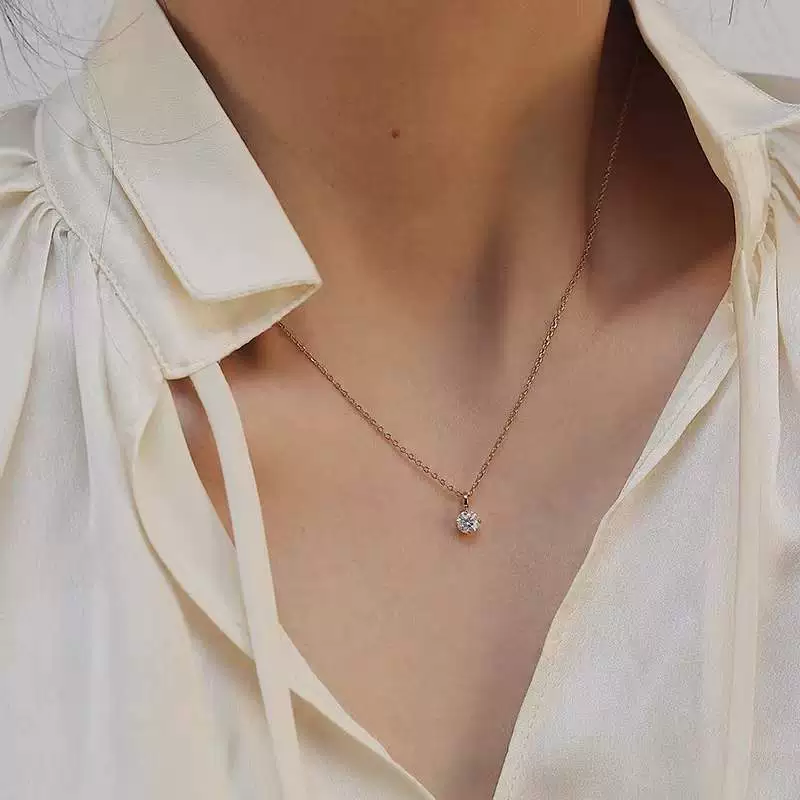 Wholesale S925 Sterling Silver Single Diamond 14K Gold Plated Cross Chain Necklace For Women Light Luxury Style - Image 4