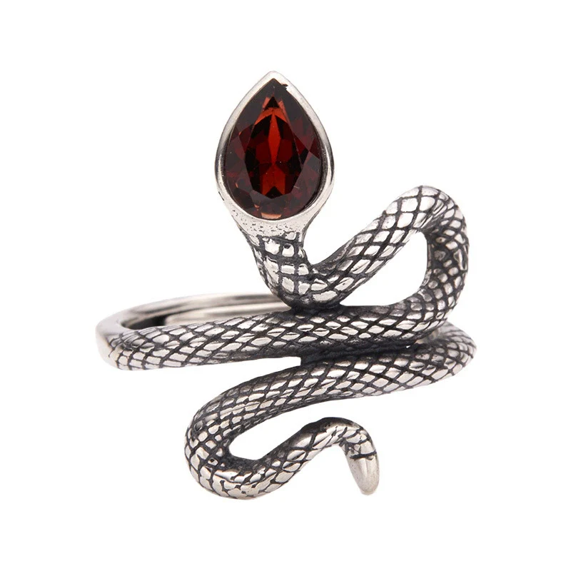 Wholesale S925 Sterling Silver Snake Crystal Ring Set With Gemstones For Men And Women Couple Ring Animal Zodiac Design - Image 25