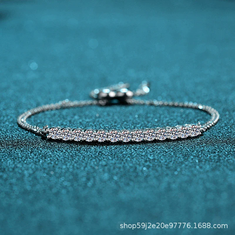 Wholesale S925 Sterling Silver Sports Style Geometric Pattern Electroplating Moissanite Bracelet For Women - Image 2