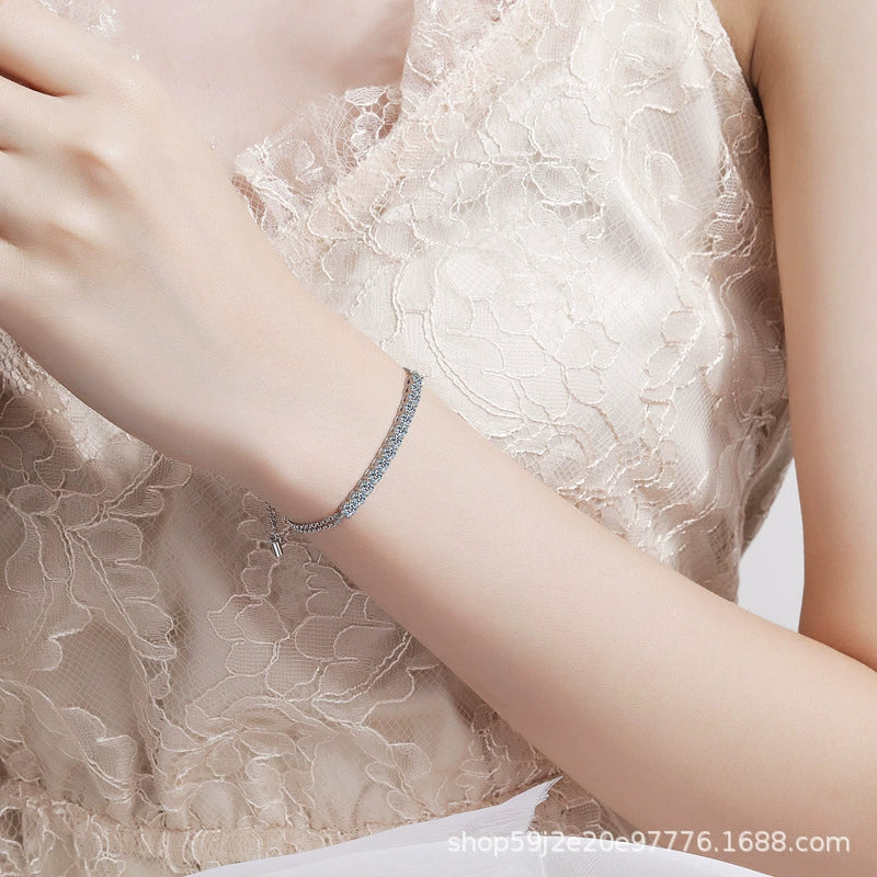Wholesale S925 Sterling Silver Sports Style Geometric Pattern Electroplating Moissanite Bracelet For Women - Image 4