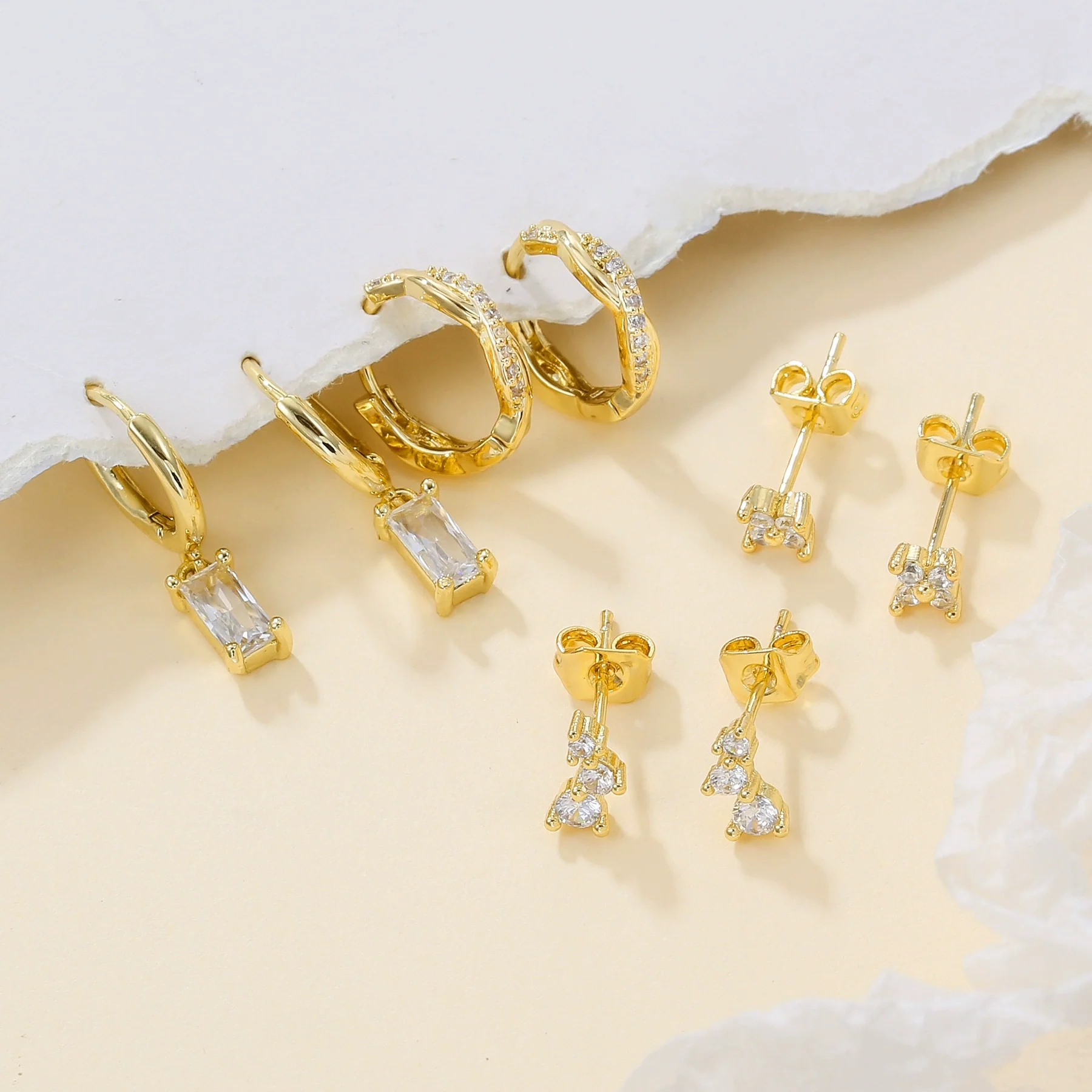 Wholesale S925 Sterling Silver Square Earrings With Four Leaf Flower And Zirconia Inlay For Women - Image 4