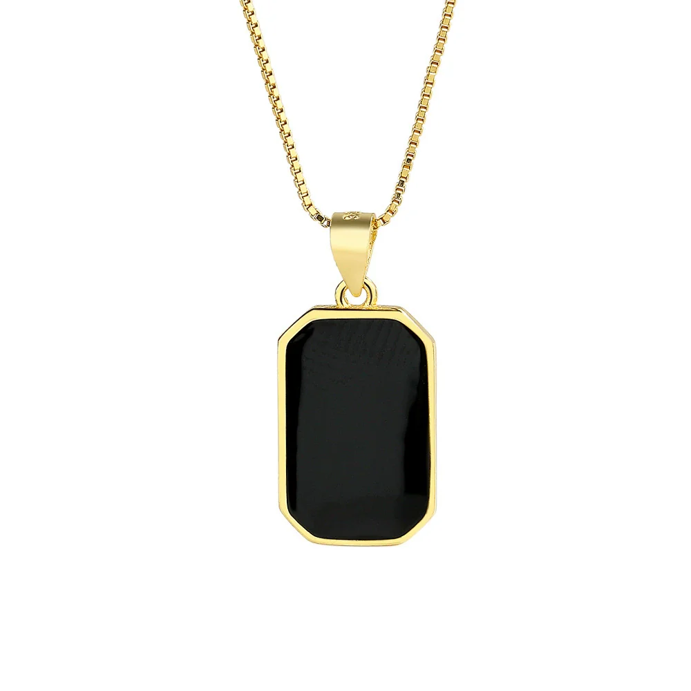 Wholesale S925 Sterling Silver Square Geometric Retro Necklace For Female - Image 5
