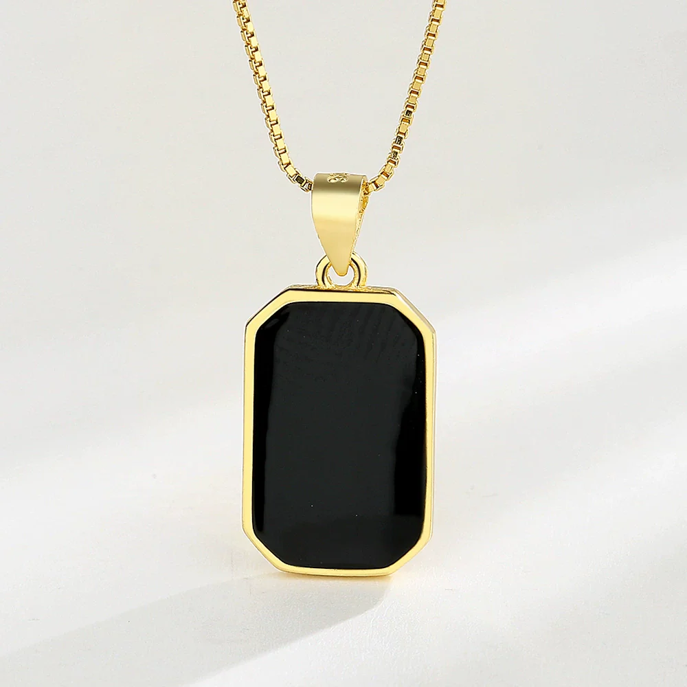 Wholesale S925 Sterling Silver Square Geometric Retro Necklace For Female - Image 7
