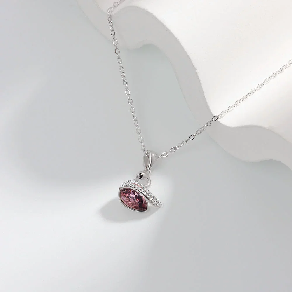 Wholesale S925 Sterling Silver Swan Pattern Austrian Crystal Necklace And Stud Earrings With Electroplating - Image 6