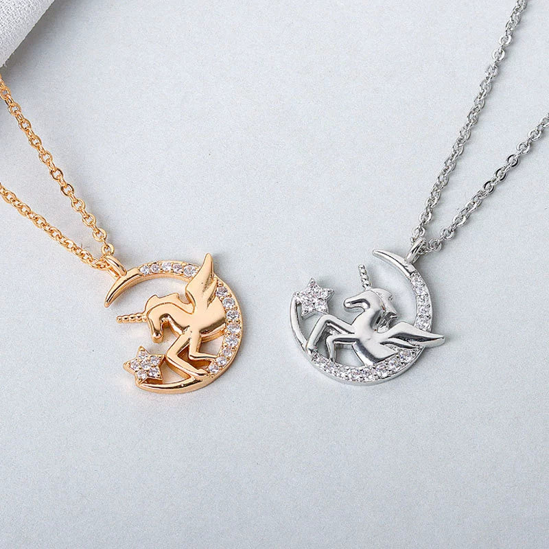 Wholesale S925 Sterling Silver Unicorn Necklace With Cross Chain And Electroplating Treatment For Women - Image 3