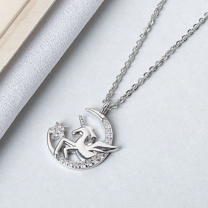 Wholesale S925 Sterling Silver Unicorn Necklace With Cross Chain And Electroplating Treatment For Women - Image 6