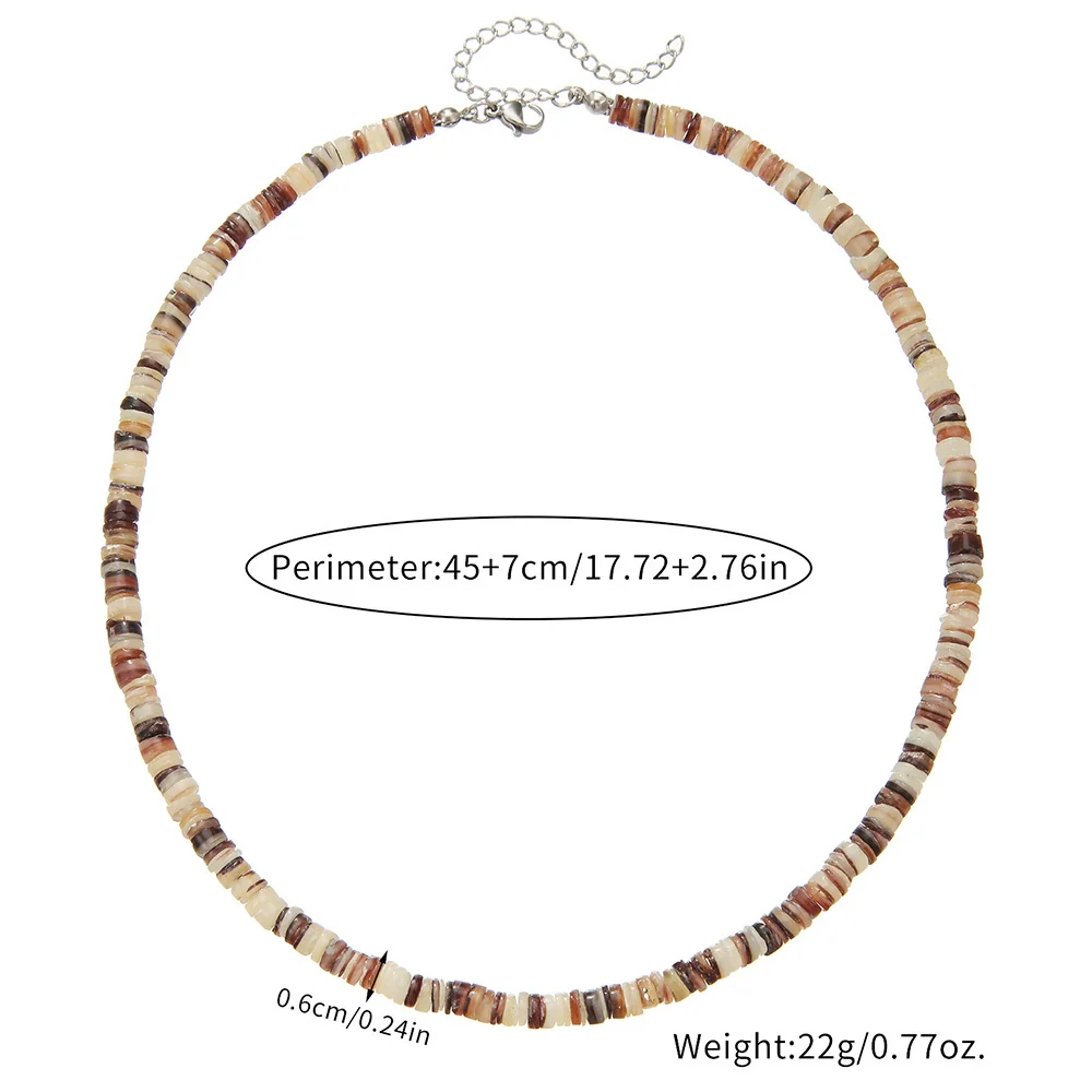 Wholesale Seashell And Stainless Steel Geometric Handmade Oshaped Chain Men's Vintage Clavicle Necklace - Image 2