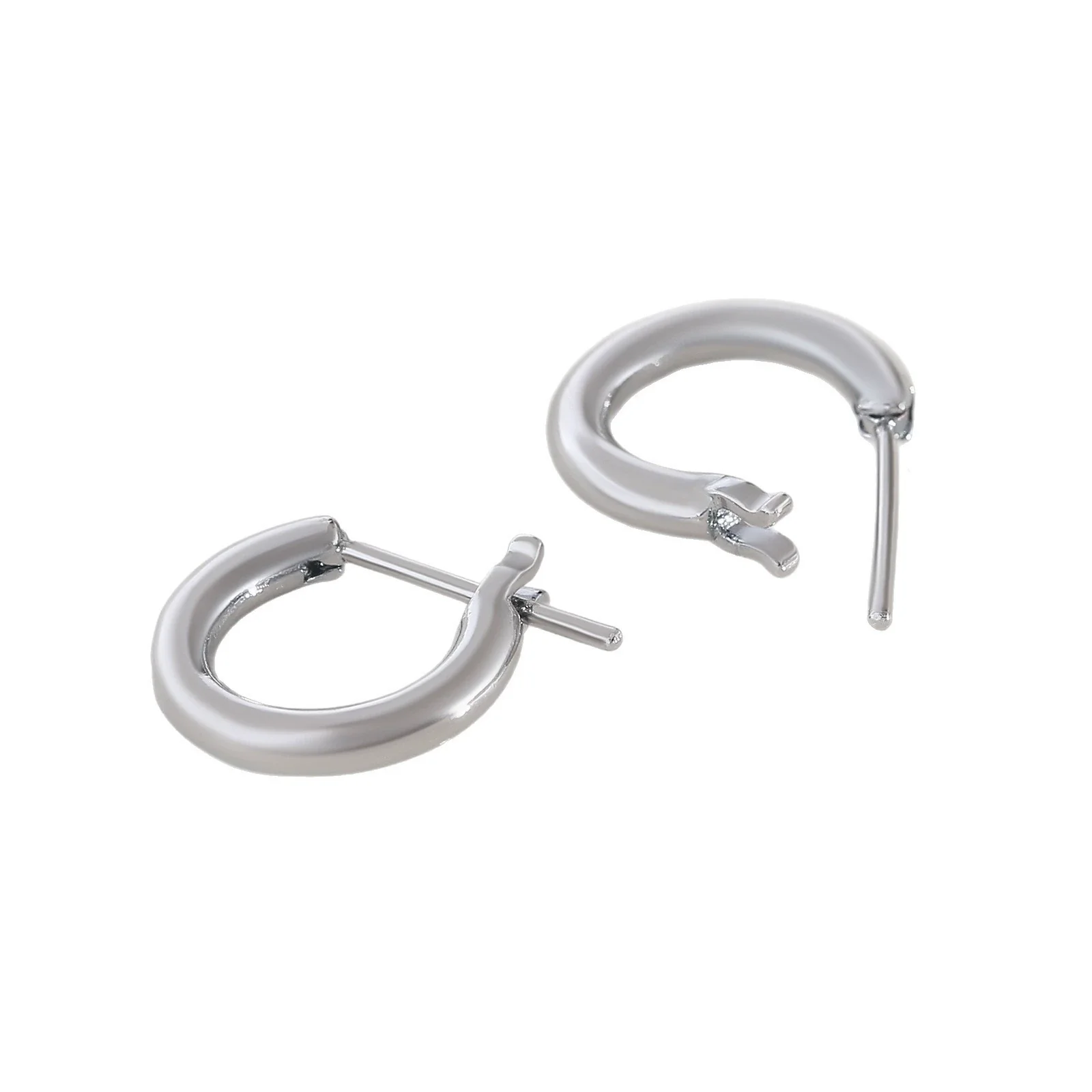 Wholesale Semicircular Geometric Smooth Minimalist Copper Electroplated Hoop Earrings For Women - Image 5