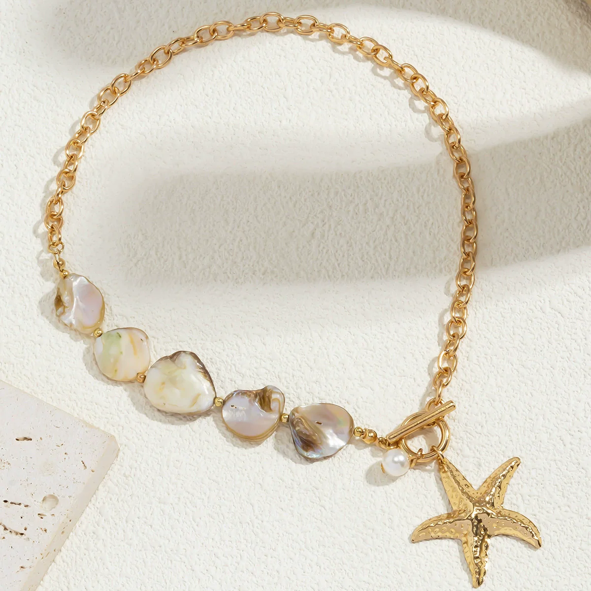 Wholesale Shell Alloy Imitation Pearls Geometric Handmade Women's Niche Natural Starfish Mermaid Casual Clavicle Necklace - Image 4
