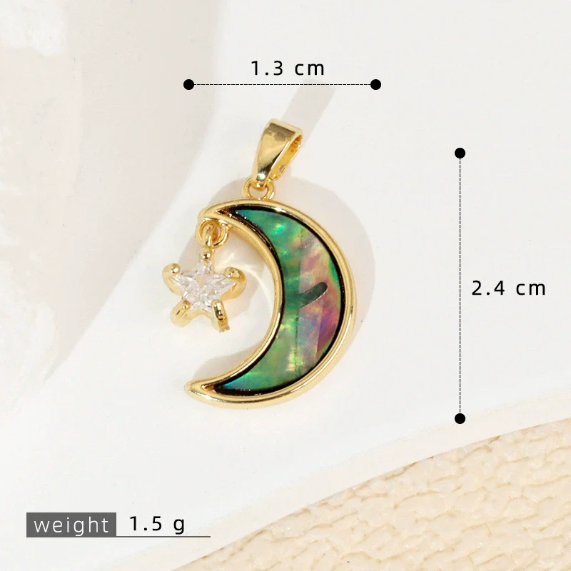 Wholesale Shell Necklace Pendant With Copper Plated Geometric Moon Red Star And Heart Shape Accessories - Image 26