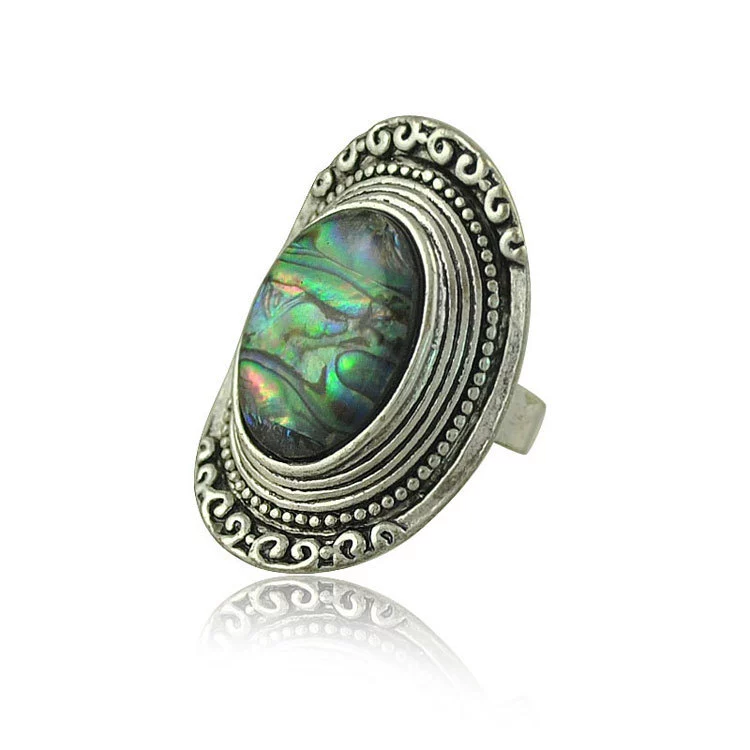 Wholesale Shell Retro Exaggerated Geometric Carved Ring Jewelry - Image 4