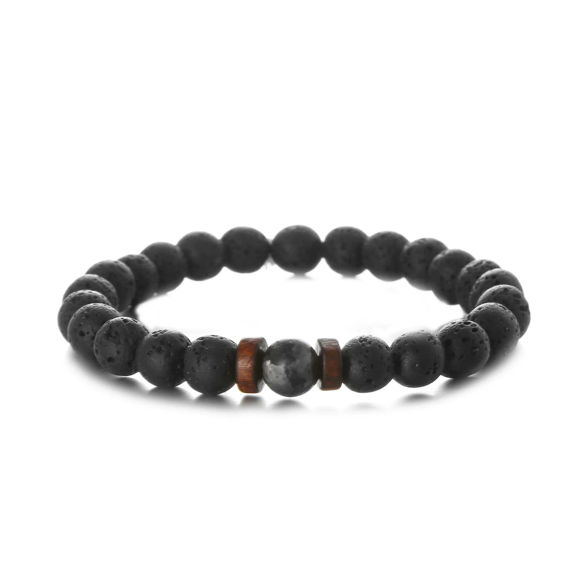 Wholesale Shining Volcanic Stone Black Iron Stone Geometric Handmade Couple Bracelet - Image 16