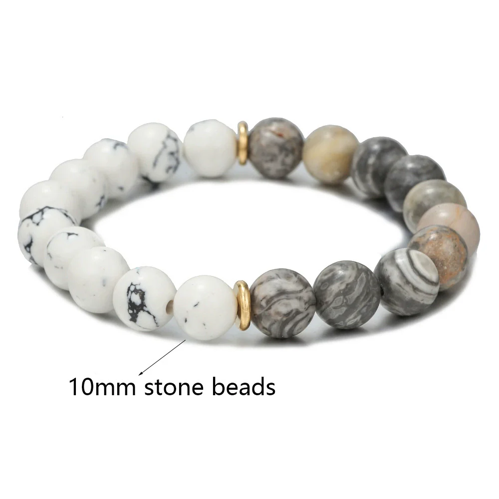 Wholesale Shining Volcanic Stone Black Iron Stone Geometric Handmade Couple Bracelet - Image 21
