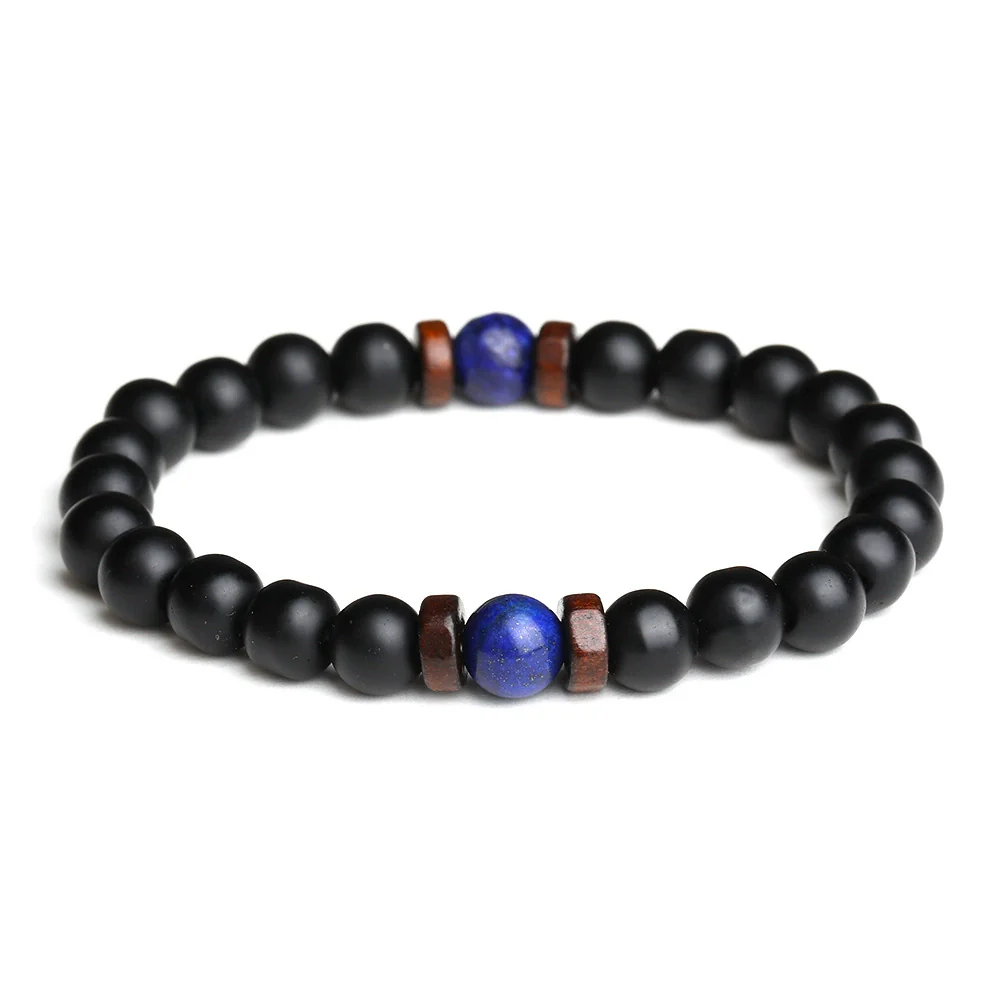 Wholesale Shining Volcanic Stone Black Iron Stone Geometric Handmade Couple Bracelet - Image 29