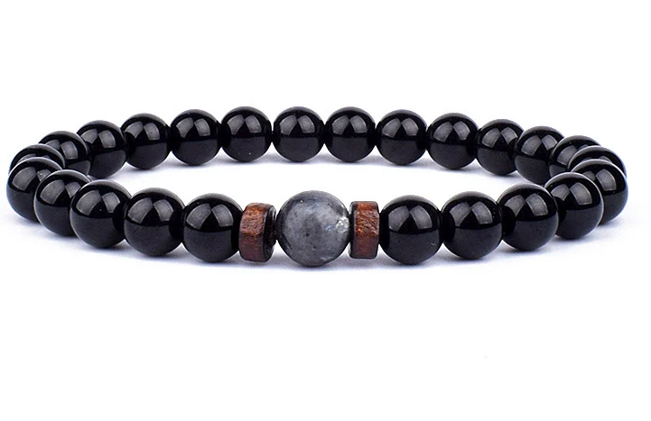 Wholesale Shining Volcanic Stone Black Iron Stone Geometric Handmade Couple Bracelet - Image 30