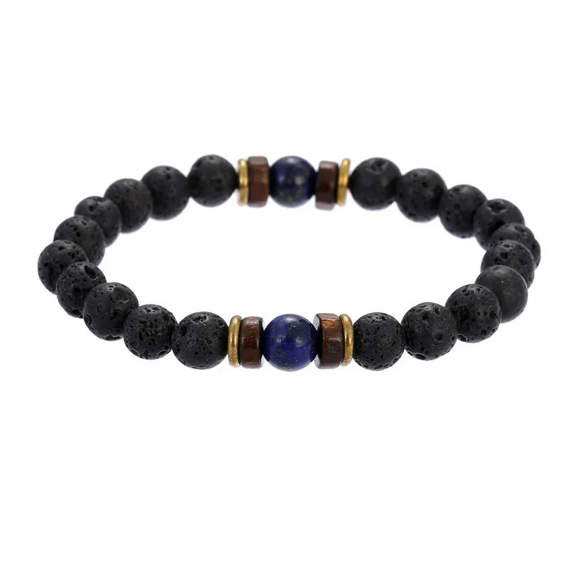 Wholesale Shining Volcanic Stone Black Iron Stone Geometric Handmade Couple Bracelet - Image 9