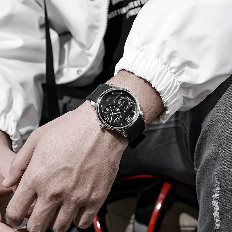 Wholesale Silicone Band Alloy Case Round Dial Men's Outdoor Leisure Sports Watch - Image 2