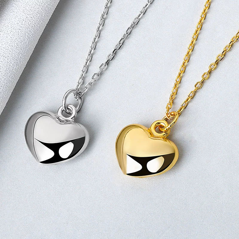 Wholesale Silver 925 Love Heart Shape Pendant Necklace With Cross Chain And Electroplating Treatment