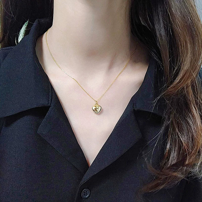 Wholesale Silver 925 Love Heart Shape Pendant Necklace With Cross Chain And Electroplating Treatment - Image 4