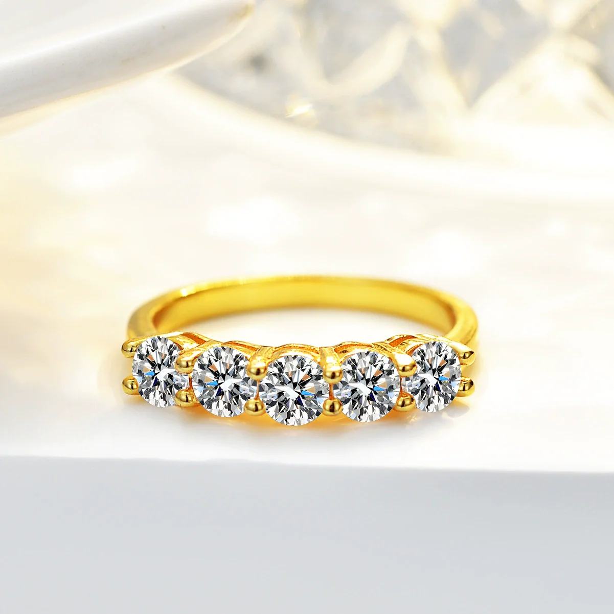 Wholesale Silver 925 Ring With Moissanite Geometric Design Factory Plated 14K For Female - Image 2
