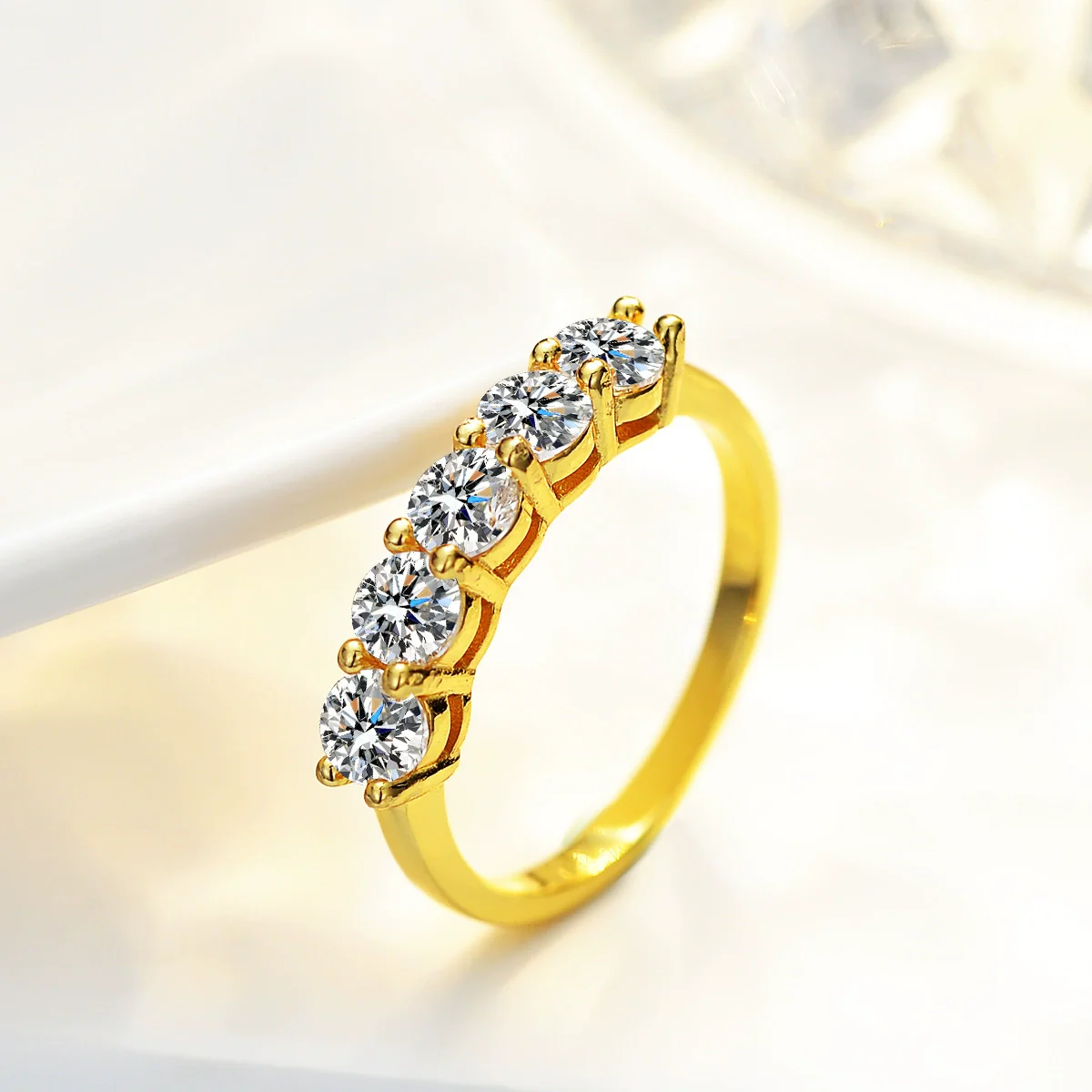 Wholesale Silver 925 Ring With Moissanite Geometric Design Factory Plated 14K For Female - Image 4
