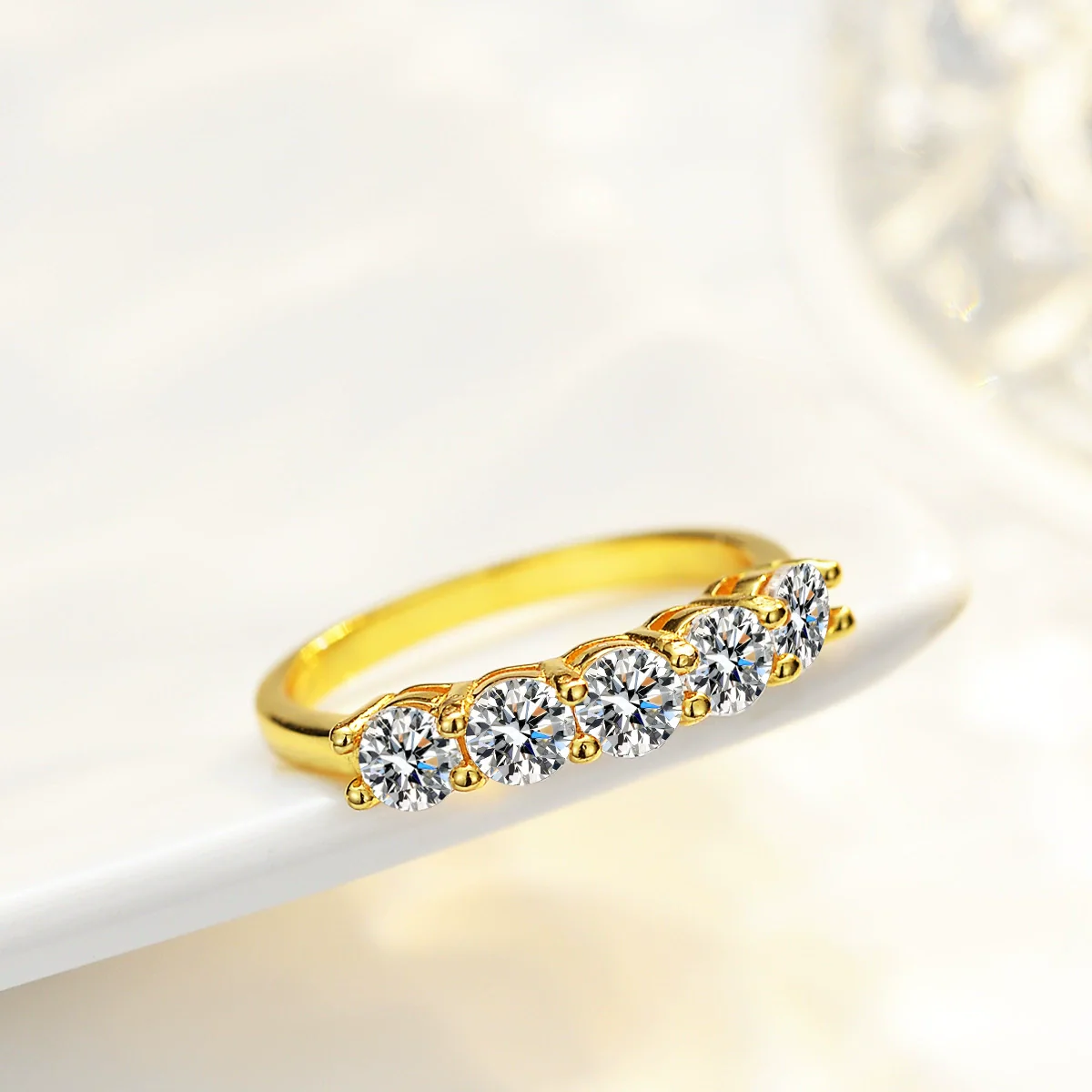 Wholesale Silver 925 Ring With Moissanite Geometric Design Factory Plated 14K For Female - Image 5