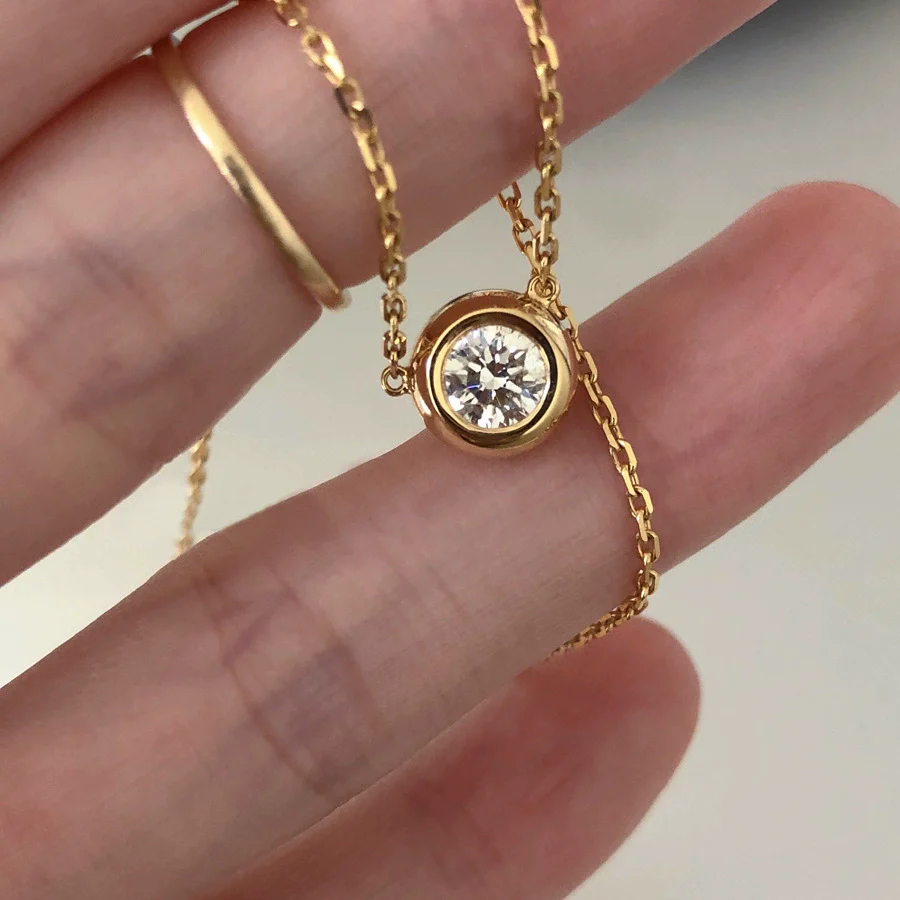 Wholesale Silver Diamond Geometric Pendant Necklace 18K Gold Plated For Women - Image 5