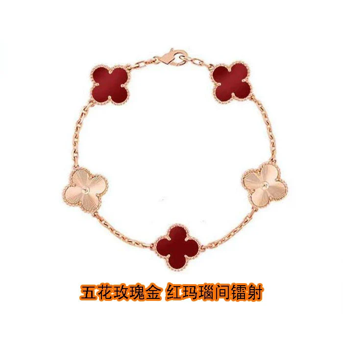 Wholesale Silver Fourleaf Clover And Flower Style Bracelet Set With Gems - Image 16