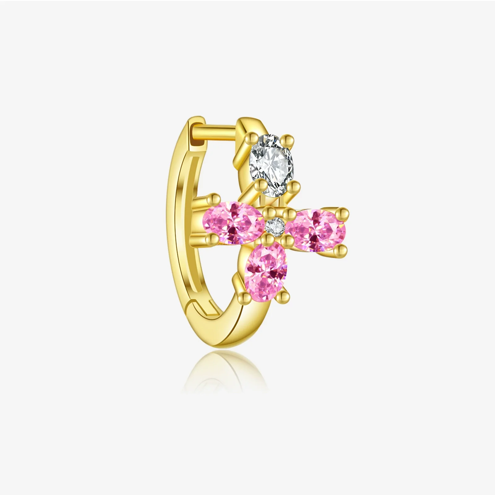 Wholesale Silver Geometric Earrings With Zircon Electroplated With Platinum And 18K Gold For Women - Image 21