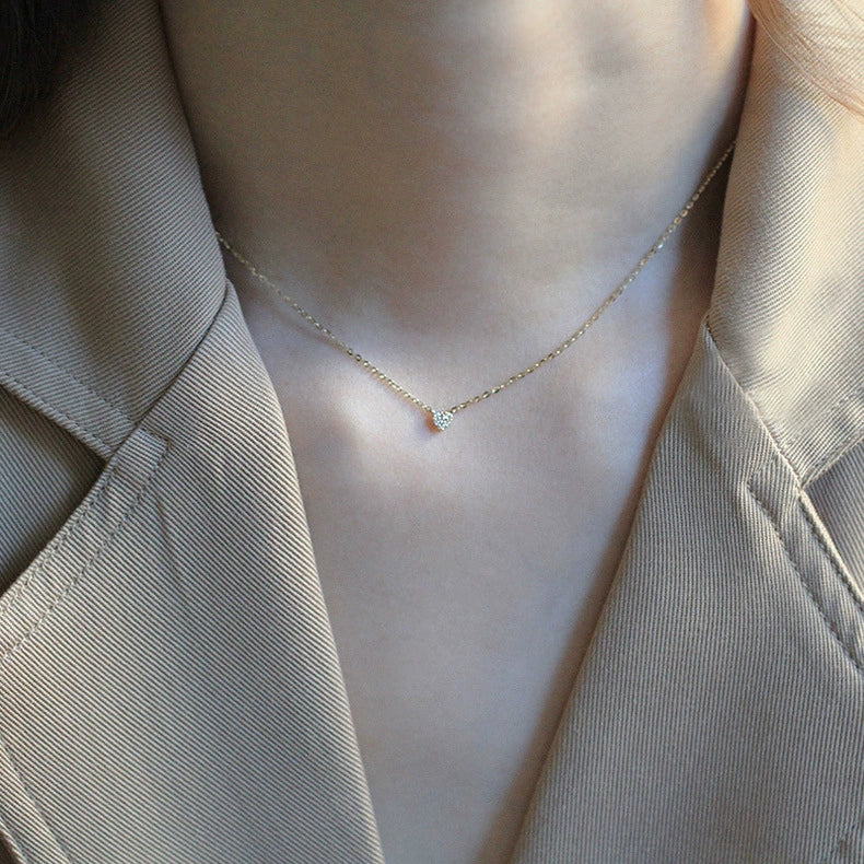 Wholesale Silver Heartshaped Pendant Necklace With Micropaved Zircon And 14K Gold Plated Ochain For Women - Image 4