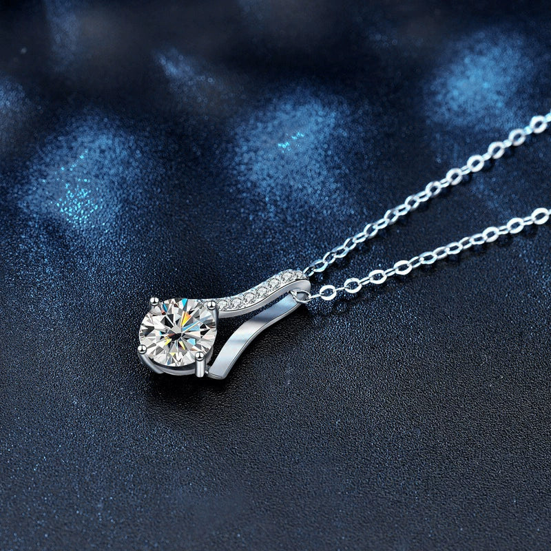 Wholesale Silver Herringbone Cross Chain Necklace With Geometric Pendant And Electroplating For Women